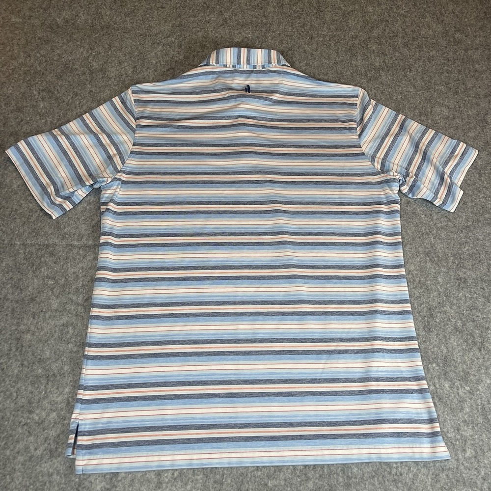 Johnnie O Polo Mens L Blue Multicolor Stripe Mira Vista Embroidered Performance - Picture 6 of 9